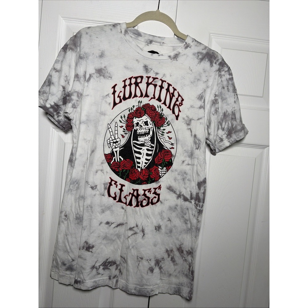 Lurking Class Sketchy Tank Graphic T-Shirt Mens Size M Grey Tie Dye Cotton Skate